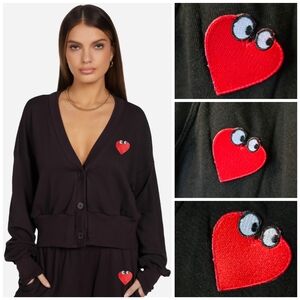 NWT Lauren Moshi Camas Heart Face Patch "cardigan"